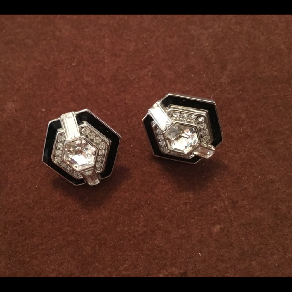 Rhinestone and black onyx earrings